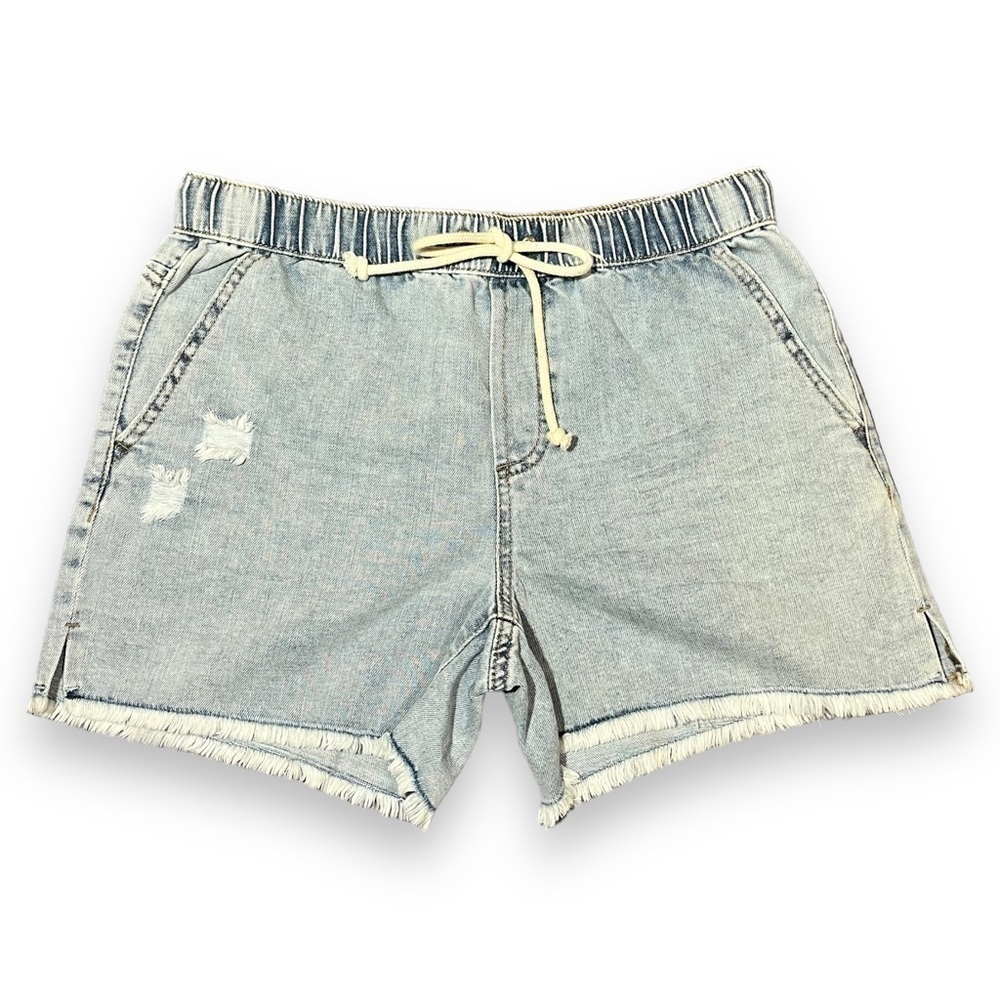 No Boundaries Tie Front Shorts Light Acid Wash Size Medium
